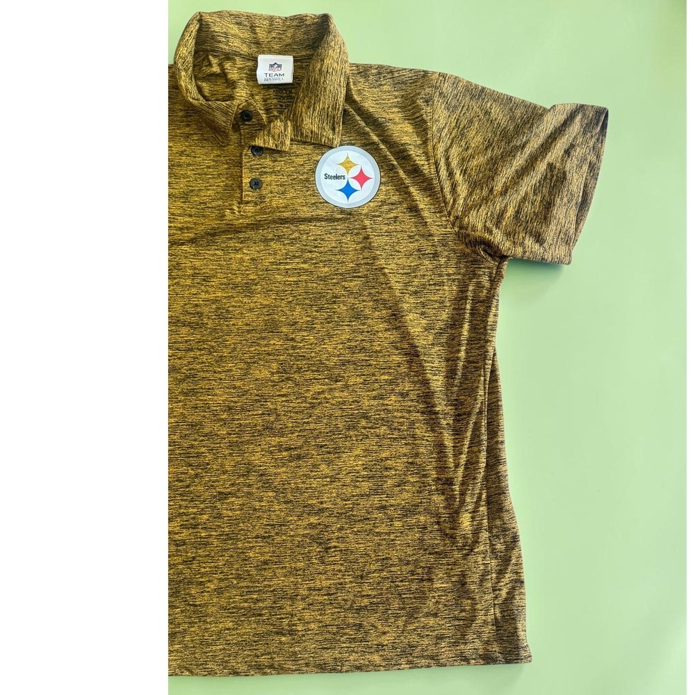 NFL Team Apparel Pittsburgh Steelers Polo Shirt Mens Gold Black Official - Picture 3 of 6